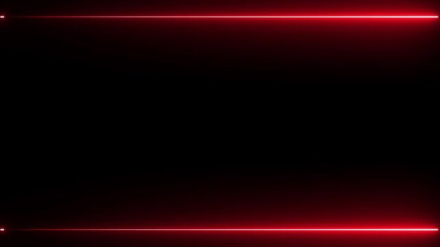 Red neon lines forming abstract geometric frame border motion background.