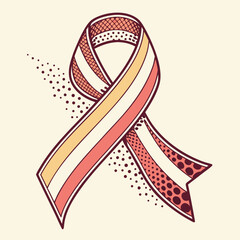 Obraz premium Awareness ribbon with dotted details and stripes.