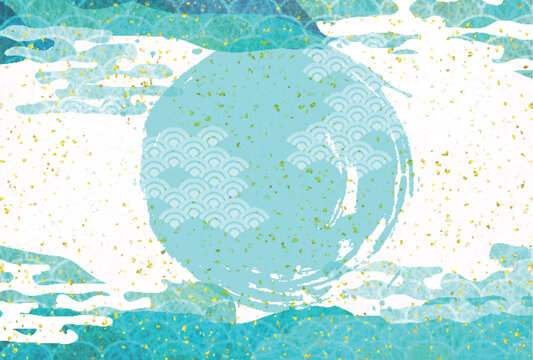 Elegant Japanese Style Light Blue Washi Paper Background with Traditional Patterns