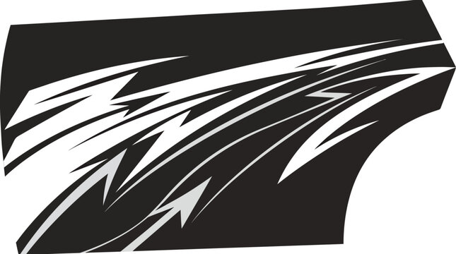 Black and white dynamic sharp racing wing decal.