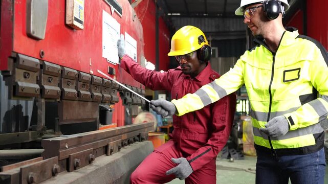 Safety training in manufacturing facility industrial setting instructional content collaborative environment training concept
