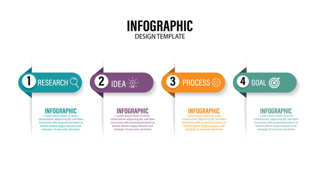 infographic template with 4 steps or options. Vector Infographic design template. Infographics for business concept. Steps business data visualization timeline process infographic template design.