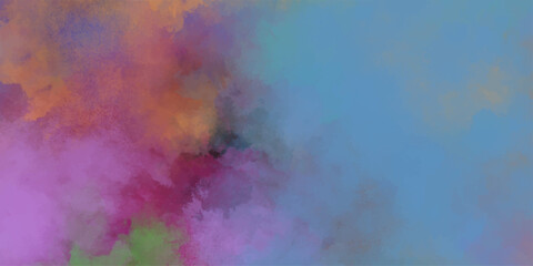 Obraz premium Abstract watercolor splash in pink orange and blue with soft textured edges for a creative and dynamic background design