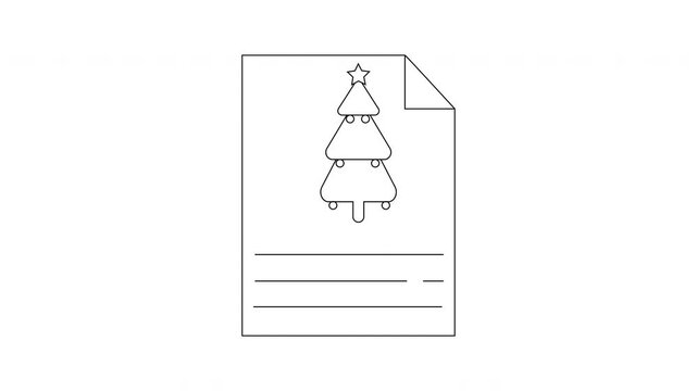 Christmas Tree Card Outline With Lines For Text.