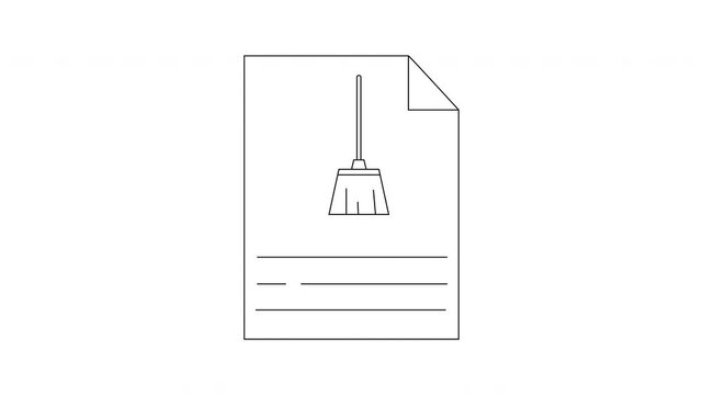 Cleanliness document with broom icon and lines for text.