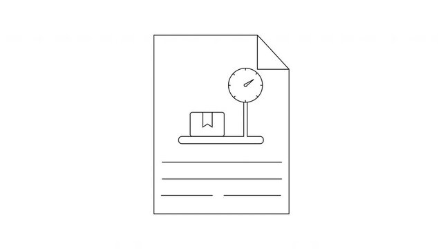 Document with package and scale icon, representing shipping and logistics.