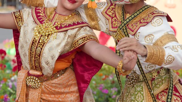 Traditional Thai Khon Dance Performance of Suphannamatcha and Hanuman in Bangkok