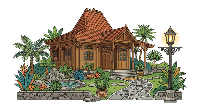 traditional wooden joglo house