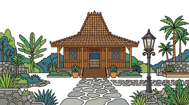 traditional wooden joglo house