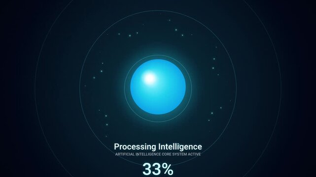 Futuristic AI Core System Processing and Loading Animation Background
