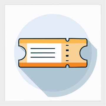 Flat design ticket icon with long shadow