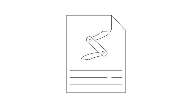 Minimalist Line Art Document with Swiss Army Knife Icon.