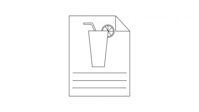 Simple Line Art Document with Refreshing Drink Illustration.
