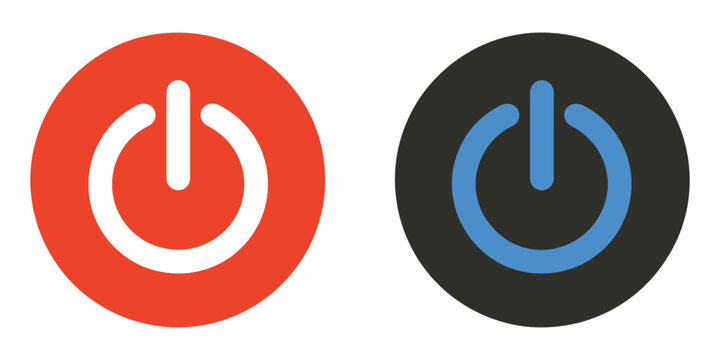 Power button icon, minimalist on and off switch symbol with modern circular design, technology interface element isolated on a clean white background.