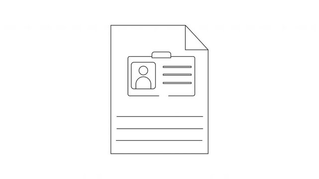 Simple Line Art Icon of a Document with Personal Information.
