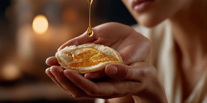 Body care ritual. Golden oil offered in tender bodily nourishment amidst candlelight glow