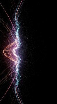Dynamic abstract background showing shimmering waves and complex energy patterns for technology, science, or metaphysical concepts, vibration, communication, frequency