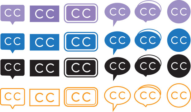 closed captioning solid icon set. Closed caption icons. closed captioning and audio icon pack for 2026 . Universal Caption Symbols
