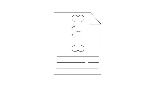 Simple Line Drawing of a Bone on a Document Page.
