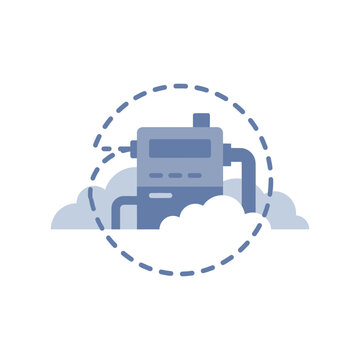 Black box automation icon, hidden system inside cloud, uncertainty boundary concept, algorithm transparency session, governance workshop, technology ethics vector illustration