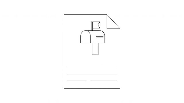 Simple Line Drawing of a Mailbox on a Document.