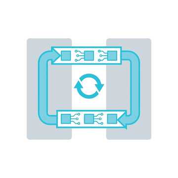 Process loop icon, continuous iteration cycle, feedback system illustration, agile methods training, product development session, operations improvement workshop, vector design