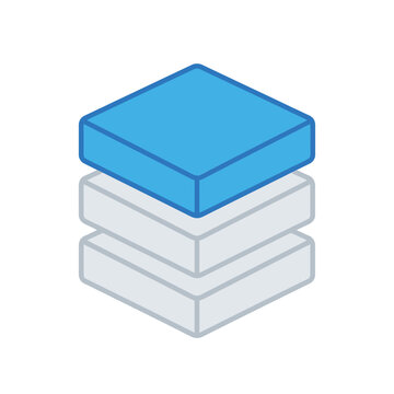 Abstraction stack icon, solid layers building foundation, software architecture seminar graphic, modular design workshop, system structure thinking vector illustration