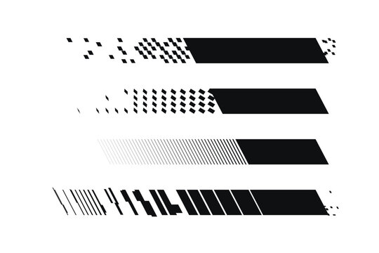 Four black and white gradient bars with different patterns and transitions