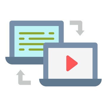 Video Conversion Concept with Laptops and Arrows