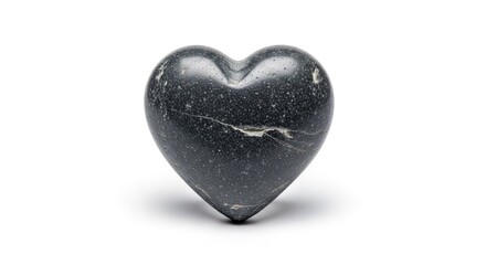 Fototapeta premium A textured stone carved into a smooth heart shape, centered on a clean white background, symbolizing enduring strength and permanent love, artistic, emblem, element