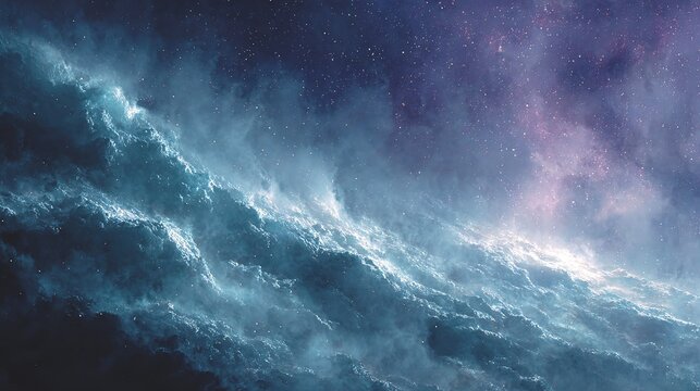 Abstract dark blue background with subtle grid texture, angular light blue ice‑like crystalline formation at upper left, fine scratches and scattered dust particles for aged grimy effect