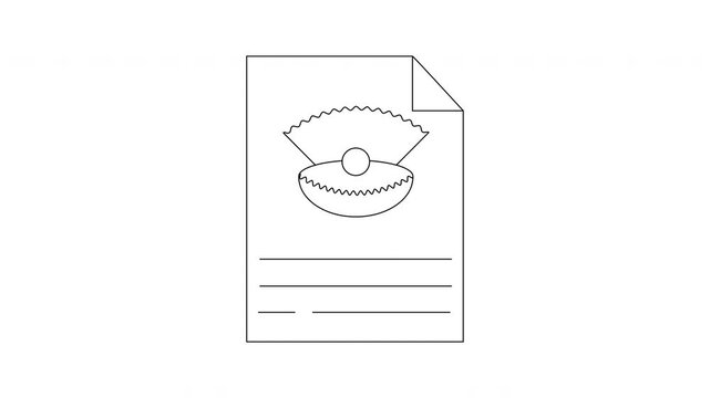 Document with Pearl and Shell Icon Line Art.