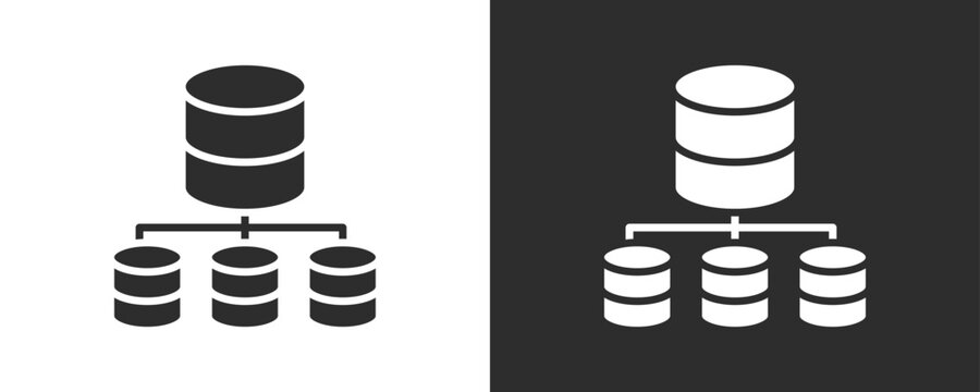 Database Sharding Icon Set Vector Collection Isolated In Black And White