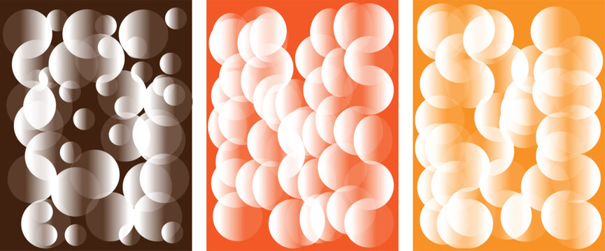 Abstract bubble background triptych brown orange and yellow gradient textures