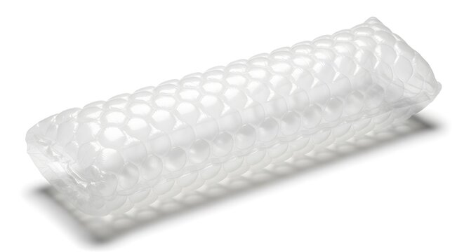 Clear roll of protective plastic bubble wrap for safe shipping and fragile item packaging