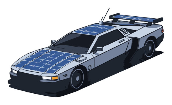 Futuristic solar powered car vector illustration. Generative AI
