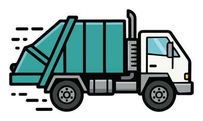 Fototapeta premium Garbage truck vector illustration clipart design. Generative AI