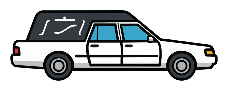 Professional hearse car side view vector illustration. Generative AI