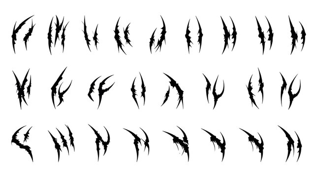 Collection of various sharp claw marks.