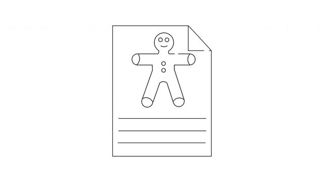 Simple Line Drawing of a Gingerbread Man on a Document.