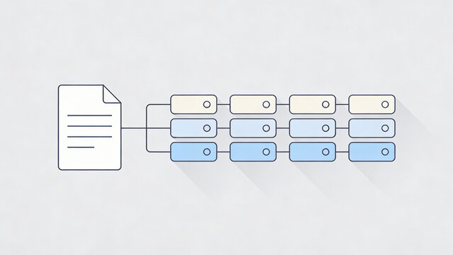 Flowchart diagram concept with document and decision blocks, business process