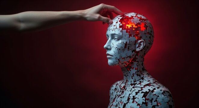 Creative Mind Woman Brain Puzzle Concept Mental Thinking Art