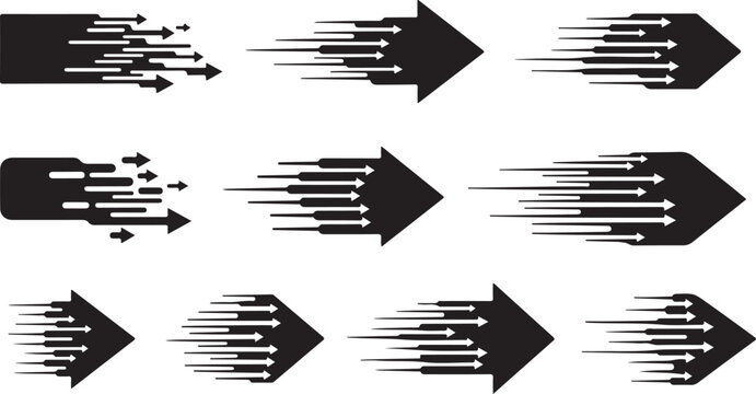 Abstract Black Arrows with Motion Blur Effects