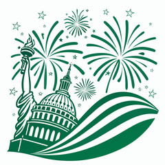 Capitol dome and statue of liberty celebration. © go