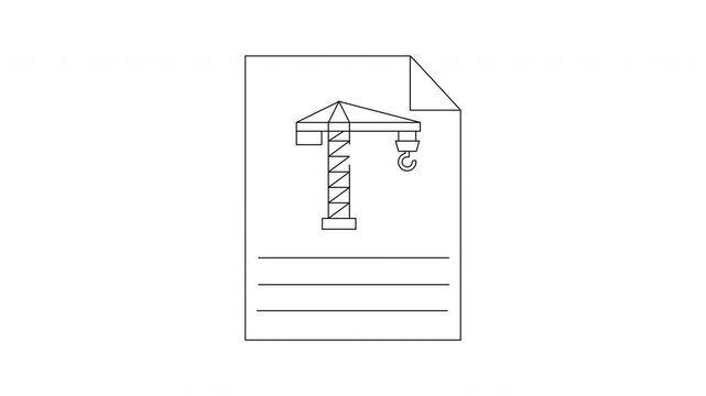 Construction Crane Blueprint Document Illustration.