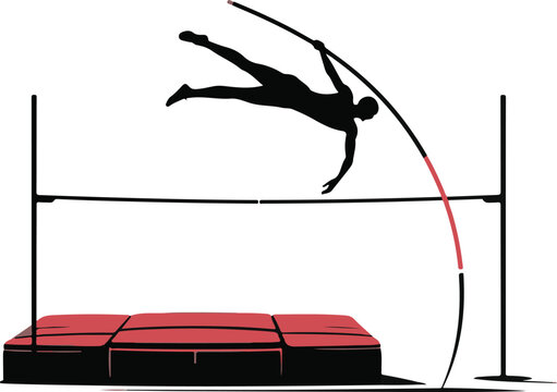 Athlete at the pole vault system
