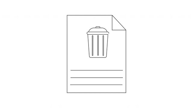 Document with Trash Can Icon and Lines for Text.