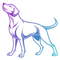 Fototapeta premium Modern dog silhouette design with gradient shadows.
