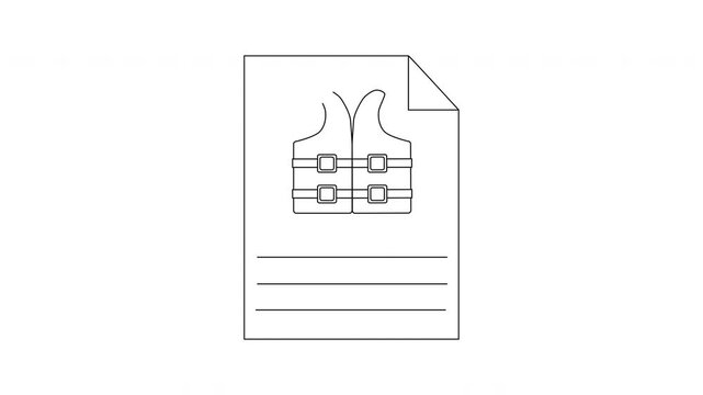 Life Jacket Safety Document Icon Outline.