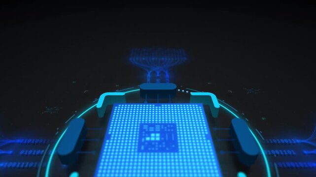 AI Digital Core Processing Neural Network Big Data Streams Motion Design Seamless Loop